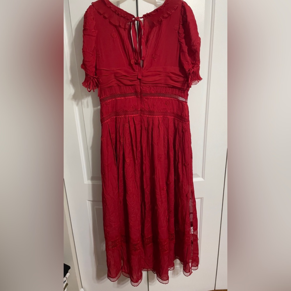 Self Portrait
Plumetis Lace-Detailed Chiffon Midi dress/ size US10/ Color Red - Picture 4 of 6
